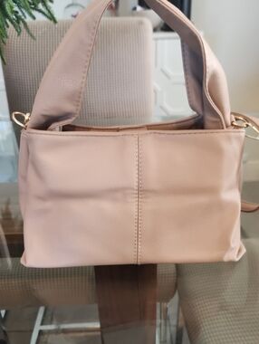 Soft Blush Shoulder Bag with Gold Accents. NEW. BEAUTIFUL